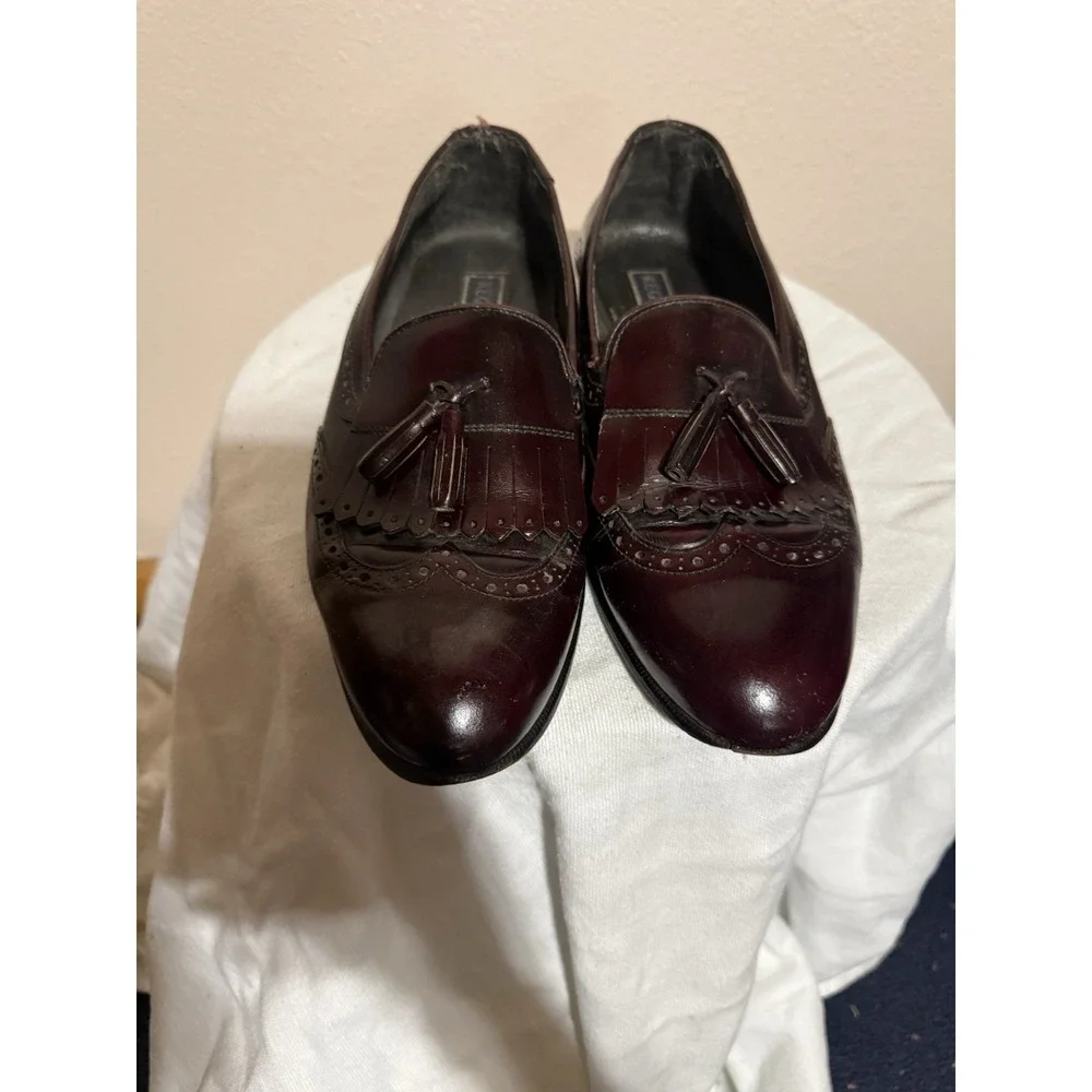Regency Burgundy Tassel Loafers Men's‎ 8 Leather Wingtip Brogue Dress Shoes